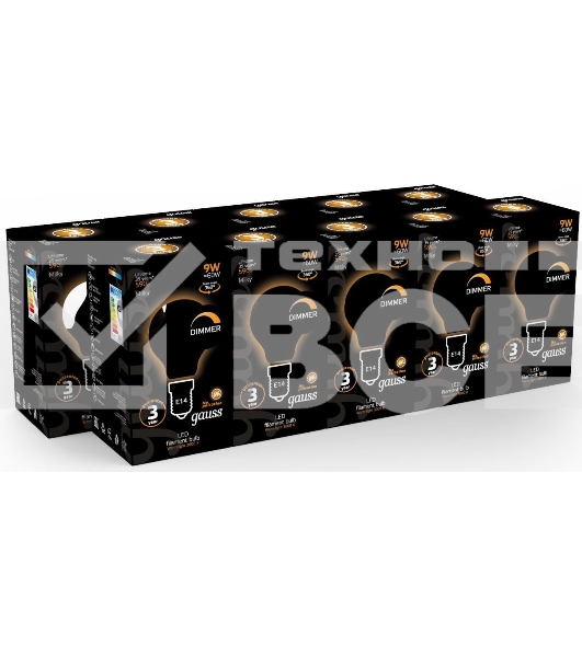 Лампа светодиодная Gauss Filament 105201109-D 9Вт цок.:E14 шар 220B 3000K св.свеч.белый теп. (упак.:10шт)