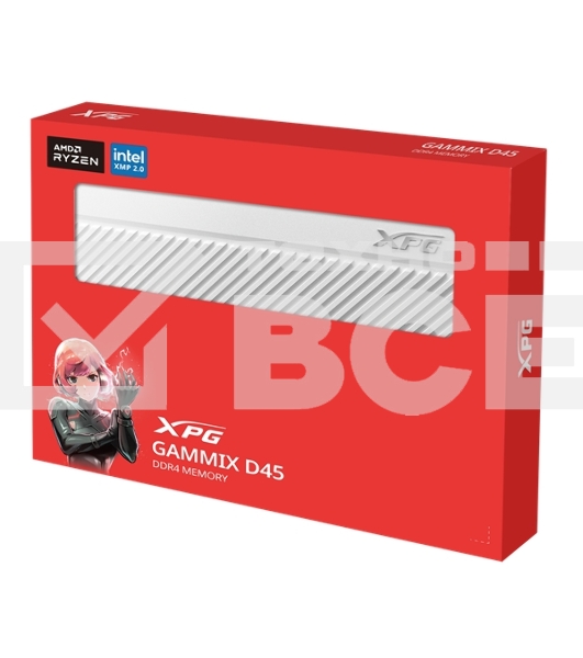 Оперативная память XPG Gammix D45, DDR4, 32GB (2x16GB), 3200MHz, CL16, UDIMM, с радиатором, белый