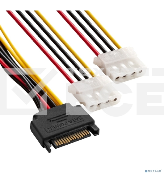 Кабель питания SATA ExeGate EX-CC-SATAM2MF-0.15 (15pin M/2xMolex F, 0,15м)
