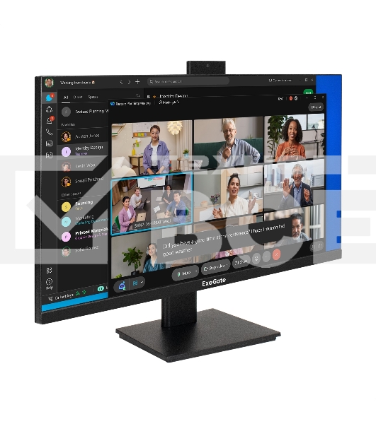 Монитор 27' ExeGate SuperView EA2700A IPS 1920x1080, 75 Гц, 5 мс, 16:9, 250 кд/м², HDMI 1.4, VGA, веб-камера (2 Мп), 3.5 мм, черный