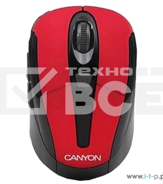 Мышь беспроводная Canyon MSO-W6 красный, 1600 dpi, радиоканал, USB, кнопки - 6