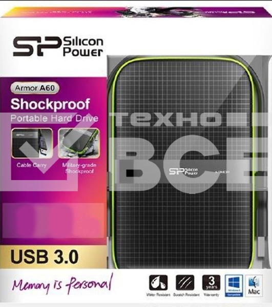 Внешний жесткий диск Silicon Power USB 3.0 4Tb SP040TBPHDA60S3K A60 Armor 2.5