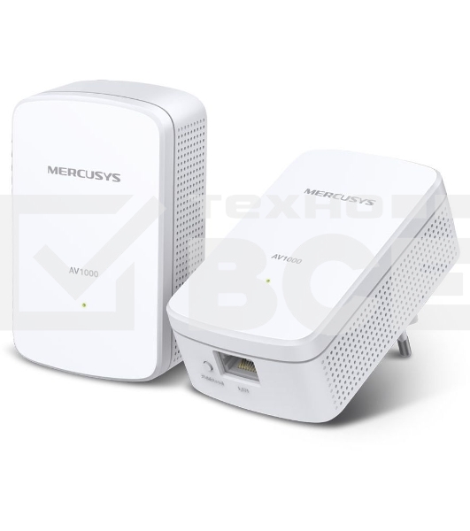 Комплект гигабитных адаптеров Mercusys AV1000 Gigabit Powerline Kit, HomePlug AV2 standard, 1 Gigabit port, 300m over electrical circuits, plug and play.
