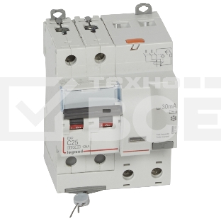 Выключатель автоматический дифференциального тока DX3 2П C 25А 30mA-AC 4М АВДТ DX3 2П C 25А 30mA-AC 4М