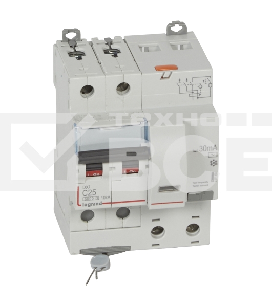 Выключатель автоматический дифференциального тока DX3 2П C 25А 30mA-AC 4М АВДТ DX3 2П C 25А 30mA-AC 4М