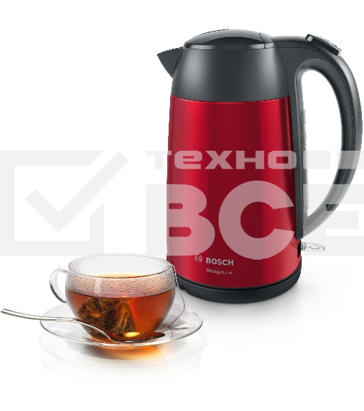 Чайник электрический Bosch TWK3P424 1.7л. 2400Вт красный (корпус: нержавеющая сталь)