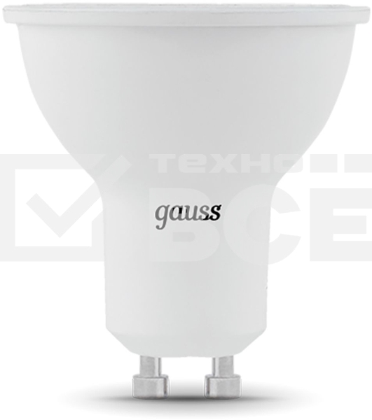 Лампа светодиодная Gauss Black 5Вт цок.:GU10 рефлектор 220B 3000K св.свеч.бел.теп. MR16 (упак.:10шт) (101506105)