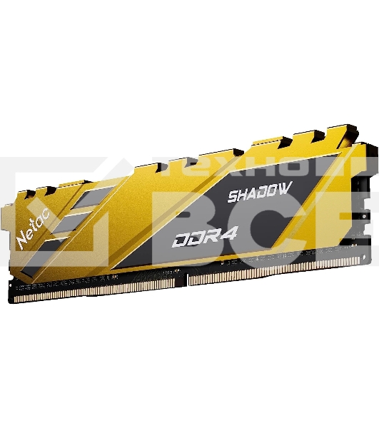 Оперативная память NETAC Shadow, DDR4, 8GB (1x8GB), 3200MHz, CL16, с радиаторами, желтый