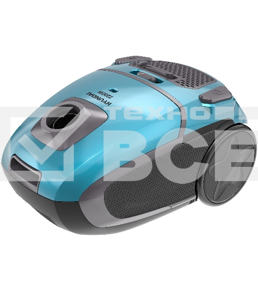 Пылесос Hyundai HYV-B4990 бирюзовый/черный, 400/2220 Вт, уборка сухая, пылесборник мешок, 2.5 л (в компл.:1мешок)
