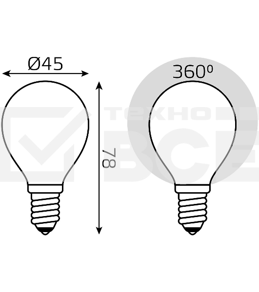 Лампа светодиодная Gauss Filament 105201109-D 9Вт цок.:E14 шар 220B 3000K св.свеч.белый теп. (упак.:10шт)