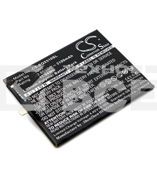 Аккумулятор CameronSino  CS-BQX510SL BQ 3200 для BQ Aquaris X5 Plus 3.85V / 3100mAh / 11.94Wh