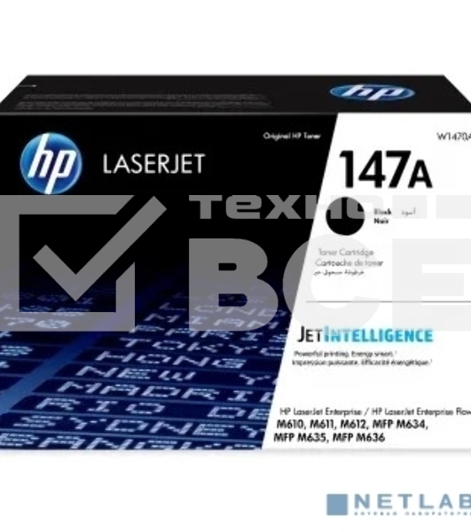 Картридж лазерный HP 147A W1470A черный (10500стр.) для HP LaserJet M610dn
