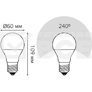 Лампа светодиодная Gauss A60 12Вт цок.:E27 шар 220B 4100K св.свеч.бел.нейт. A60 (упак.:10шт) (102502212)