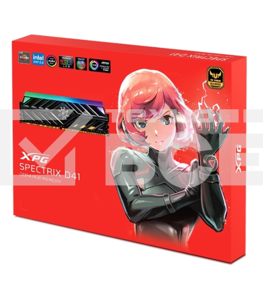 Оперативная память XPG Spectrix D41 RGB, DDR4, 32GB (2x16GB), 3600MHz, CL18, UDIMM, с радиатором, RGB, серый