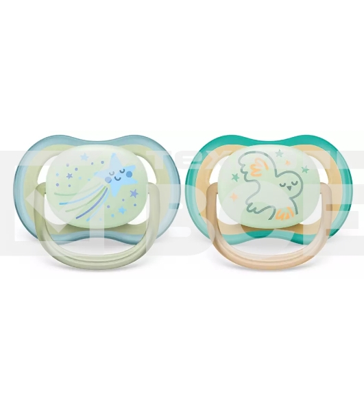 Пустышка Philips Avent ultra air, ночная, звезда/сова, 0-6 мес., 2 шт.