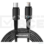 Кабель Rexant Type-C – Lightning для Apple, 3А, 1м, в черной нейлоновой оплетке, со световой индикацией, фото2