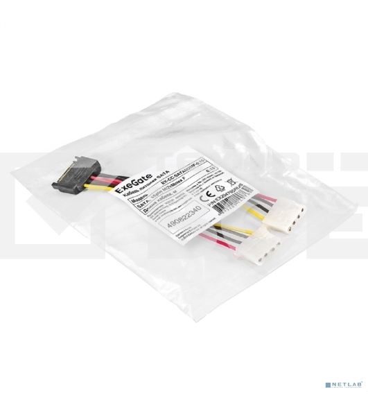 Кабель питания SATA ExeGate EX-CC-SATAM2MF-0.15 (15pin M/2xMolex F, 0,15м)