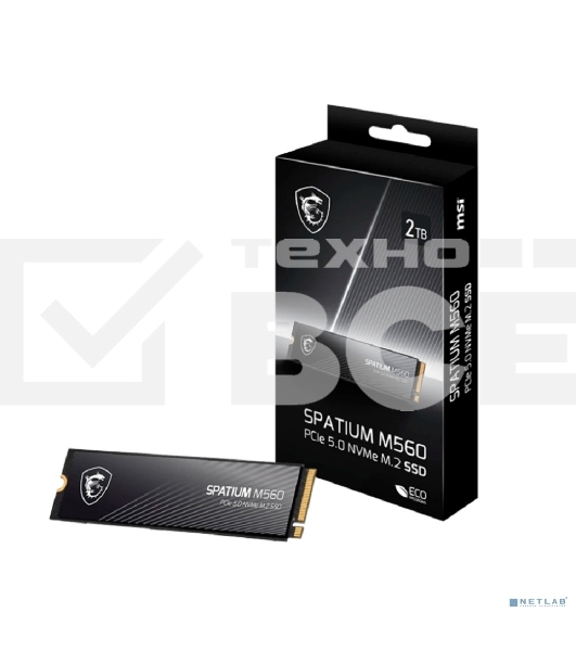 Накопитель SSD MSI M.2 2280 2Tb SPATIUM M560 Client SSD S78-440Q940-P83, PCIe Gen4x4 with NVMe, 3D TLC, R/W 4900/4400