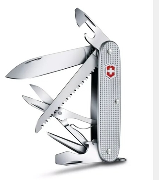 Нож Victorinox Farmer X Alox, 93 мм, 10 функций, алюминиевая рукоять, серебристый