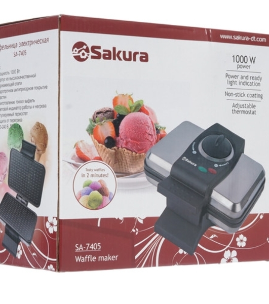 Вафельница Sakura SA-7405T 1000Вт нерж 'венские вафли'