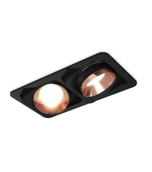 Комплект встраиваемого светильника Ambrella light XC7664025 SBK/PPG черный песок/золото розовое полированное MR16 GU5.3 (C7664, N7035)