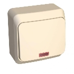 Выключатель 1-кл. ОП Этюд 10А IP20 с индик. крем. SchE BA10-005K, фото 1