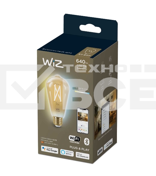 Лампа светодиодная WiZ Wi-Fi BLE50WST64E27920-50Amb1PF/6