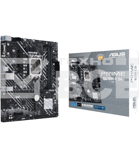Материнская плата ASUS PRIME H610M-E D4-CSM, LGA 1700, Intel H610, 2xDDR4, 4xSATA, 2xM.2 PCIe 3.0 (x2, x4), 1xPCIe 4.0 x16, 1xPCIe x1, 1xHDMI, 1xDP, 1xVGA, 2xUSB-A 2.0, 2xUSB-A 3.2 Gen 1, 1x 1Gb LAN, 3x3.5 мм, 7.1, mATX