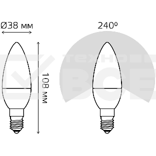 Лампа светодиодная Gauss Elementary 12Вт цок.:E14 свеча 220B 4100K св.свеч.бел.нейт. C37 (упак.:10шт) (33122)