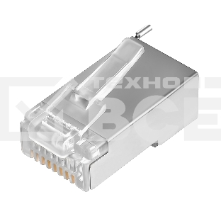 Коннектор GCR RJ-45 cat.5e FTP Male 8p8c для многожильного кабеля, экранированный, позолоченные контакты, слот для заземления, никель (10 шт)