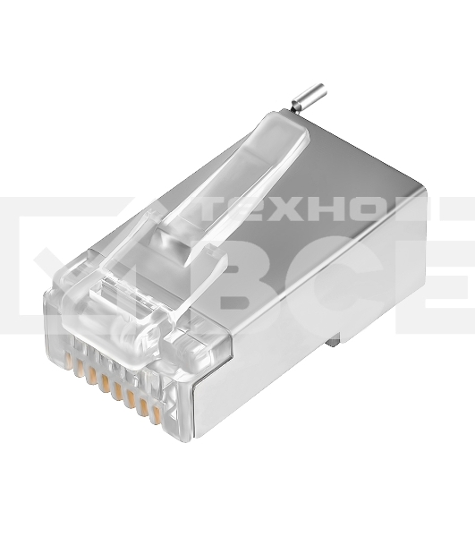 Коннектор GCR RJ-45 cat.5e FTP Male 8p8c для многожильного кабеля, экранированный, позолоченные контакты, слот для заземления, никель (10 шт)