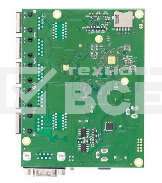 Плата маршрутизатора RB450Gx4 без корпуса RouterBOARD 450Gx4 with four core 716MHz Atheros CPU, 1 GB RAM, 5 Gigabit LAN ports, PoE OUT on port #5, RouterOS L5 {20}