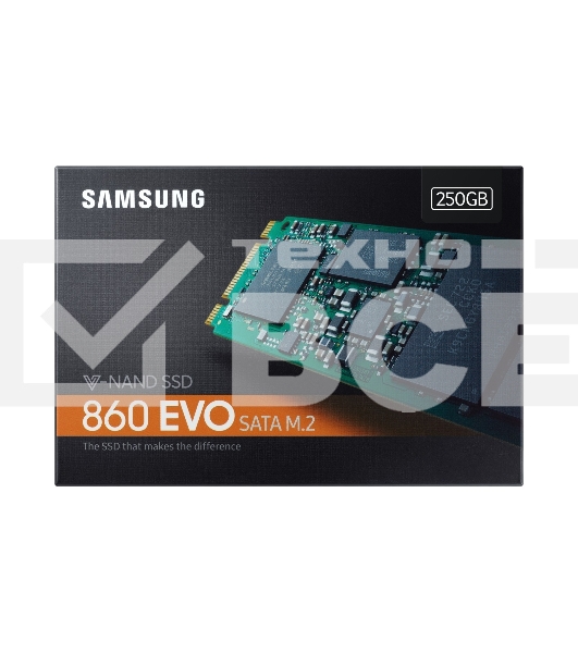 Накопитель SSD Samsung 860 EVO, 250Gb, SATA III, M.2 2280, R/W 550/520