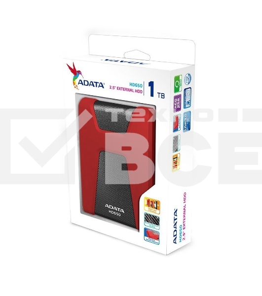 Внешний жесткий диск ADATA USB 3.0 1Tb AHD650-1TU31-CRD HD650 DashDrive Durable 2.5