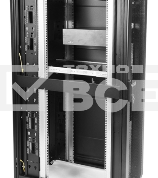 Шкаф серверный ПРОФ напольный 42U (600x1200) дверь перфор., задние двойные перфор., черный, в сборе (ШТК-СП-42.6.12-48АА-9005) (1 коробка)