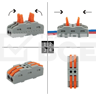 Клемма СМК 222-422 проходная 2 полюса (0,08-4 мм²), серая (5 шт./уп.) Rexant