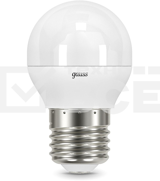 Лампа светодиодная Gauss Black 6.5Вт цок.:E27 шар 220B 3000K св.свеч.бел.теп. G45 (упак.:10шт) (105102107)