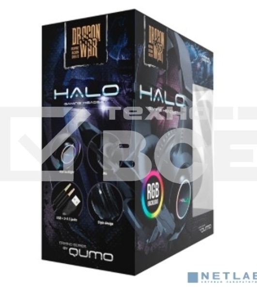 Гарнитура Qumo HALO GHS0018, стерео, 2х3,5 Jack+USB(питание), с микрофоном