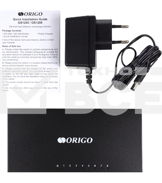 Неуправляемый 8-портовый коммутатор ORIGO OS1208/A1A 10/100 Мбит/с
