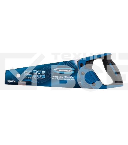 Ножовка по дереву Gross 'PIRANHA', 300 мм, 11 TPI, 3D-зуб, 2-х комп. рук-ка