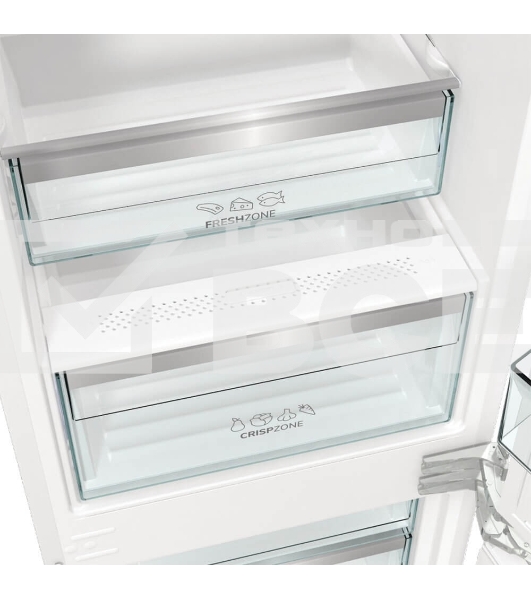 Встраиваемый холодильник Gorenje NRKI517E82WF, полезный объем 244 л, электронное управление, цифровой дисплей, автоматическое размораживание No Frost, быстрое замораживание, интенсивное охлаждение, зона свежести с контролем влажности, инверторный компрессор, энергоэффективность А+