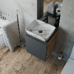 Тумба Bau Dream Blackwood 50 графит, раковина BAU Hotel 51х39, мрамор, смеситель для раковины высокий Hotel Black, черный, выпуск клик клак, черный, фото6