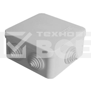 Коробка распр. ОП 84х84х45 7 выходов 3 гермоввода IP54 крышка защелкивающаяся сер. Epplast 120072