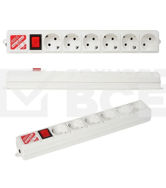 Сетевой фильтр Power Cube B, 3.0м, 5+1 розетка, серый