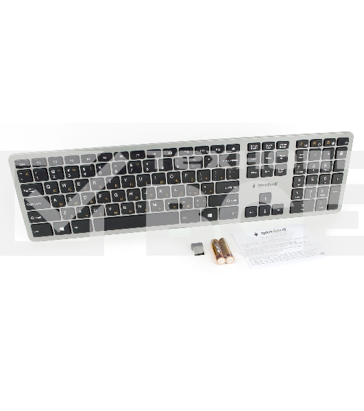 Клавиатура Gembird KBW-3 беспроводная, USB, серебристый/чёрный