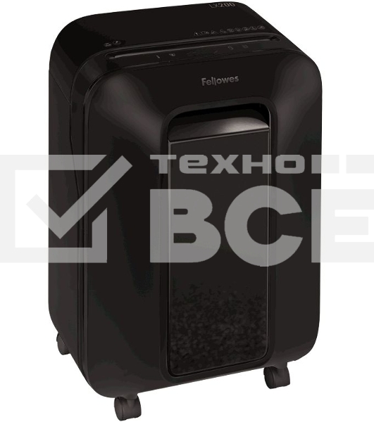 Шредер Fellowes PowerShred LX200 черный (секр.P-4)/перекрестный/12лист./22лтр./скрепки/скобы/пл.карты