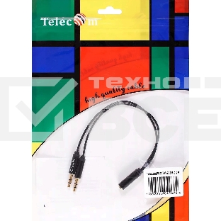 Кабель-адаптер  2*3.5ST(M)/3.5 ST(F), 0.2м, Telecom PRO <TAV205M-0.2M>