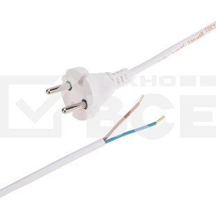 Шнур электрический с вилкой Rexant ПВС 2х0,75 мм², 5м белый