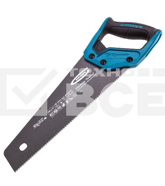 Ножовка по дереву Gross 'PIRANHA', 300 мм, 11 TPI, 3D-зуб, тефл. покр.полотна, 2-х комп. рук-ка