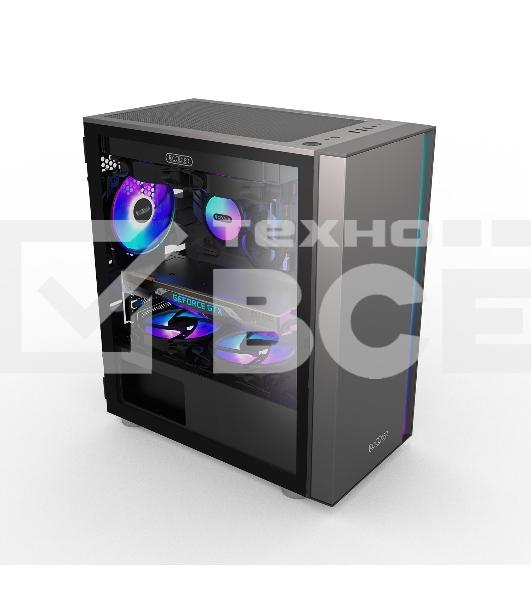 Компьютерный корпус без блока питания PCCOOLER LM300 ARGb BK, Flat Mid Tower, черный, TG, 0.45 SPCC, 1x120мм mATX, mITX 170/330/150мм 2x2.5